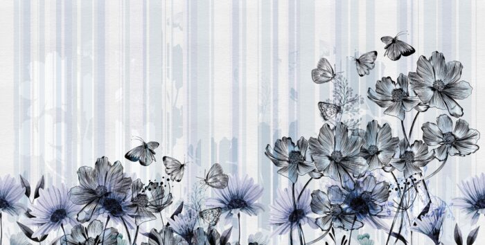 Carta Da Parati Flowerlines - Inkiostro Bianco - immagine 4