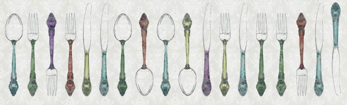 Carta Da Parati Silverware - Inkiostro Bianco - immagine 3