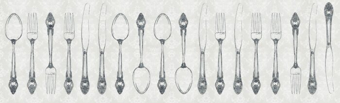 Carta Da Parati Silverware - Inkiostro Bianco - immagine 4