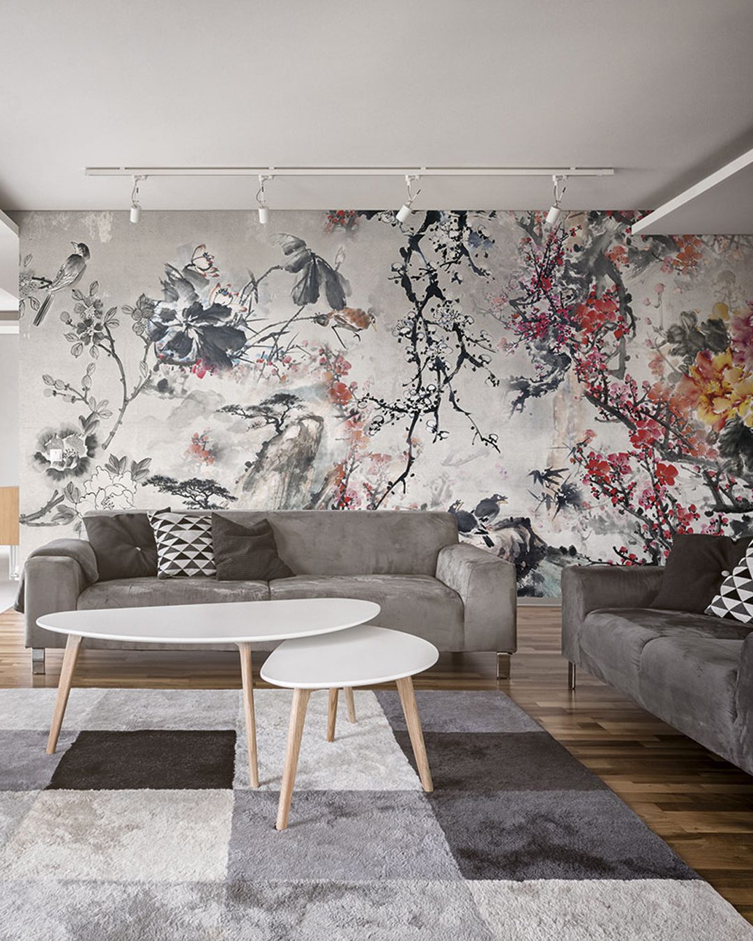 Villa living room with fireplace Levante Wallpaper - Inkiostro Bianco - immagine 1