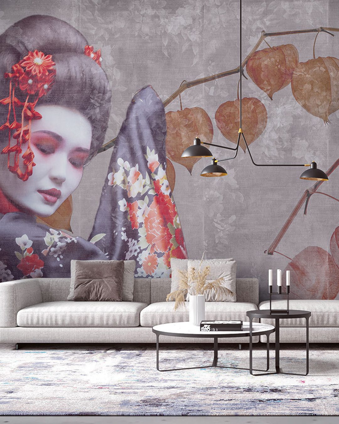 Interior Wall Mockup - 3d Rendering, 3d Illustration Carta Da Parati Maiko - Inkiostro Bianco - immagine 1
