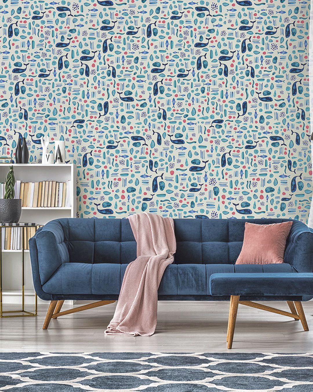 Blue elegant living room interior Marina Wallpaper - Inkiostro Bianco - immagine 1