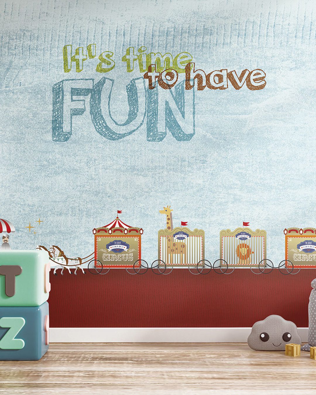 Mockup wall in the children's room on wall white colors backgrou Carta Da Parati Merry-go! - Inkiostro Bianco - immagine 1
