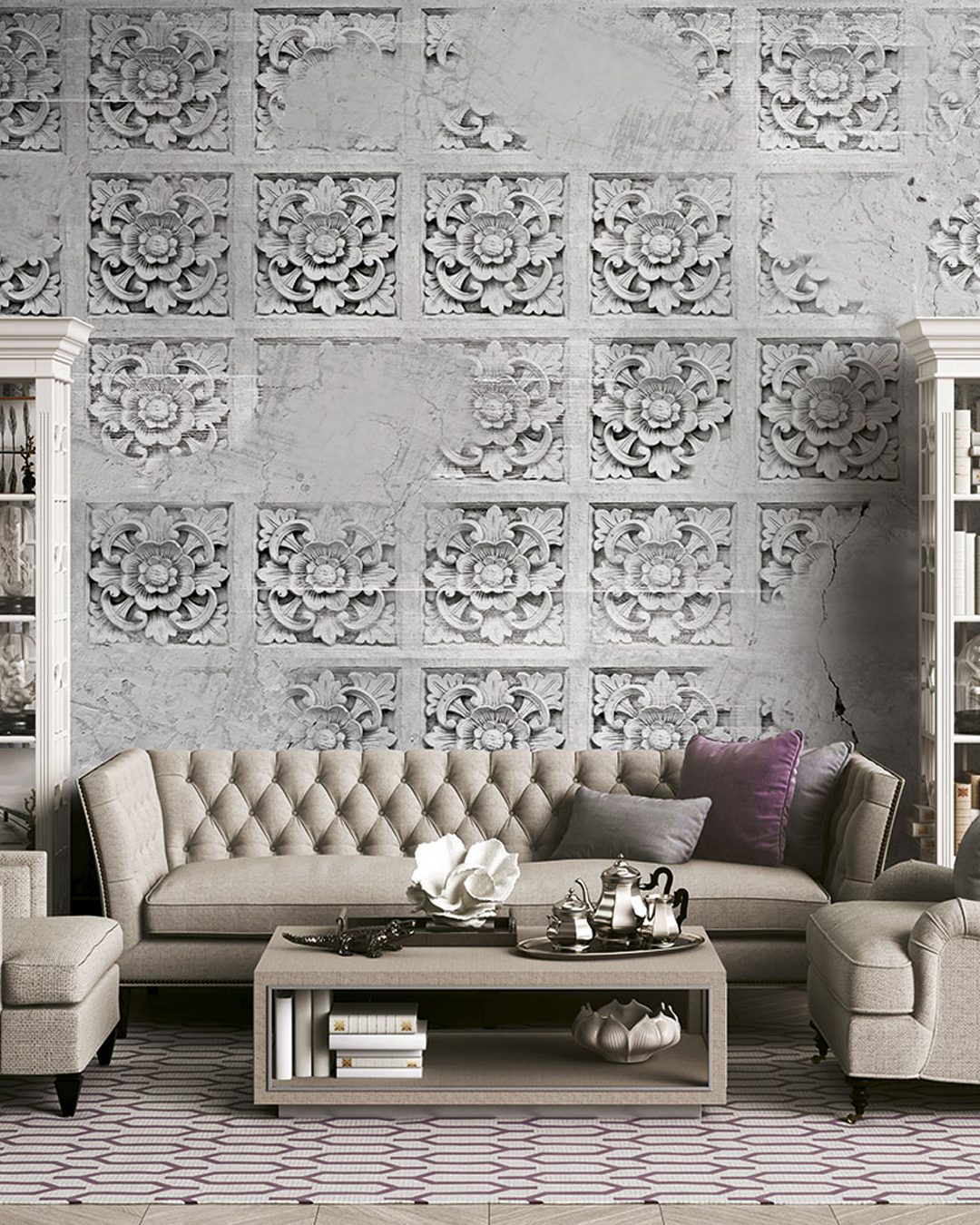 Classic interior room with copy space 3d rendering Carta Da Parati Pantheon - Inkiostro Bianco - immagine 1