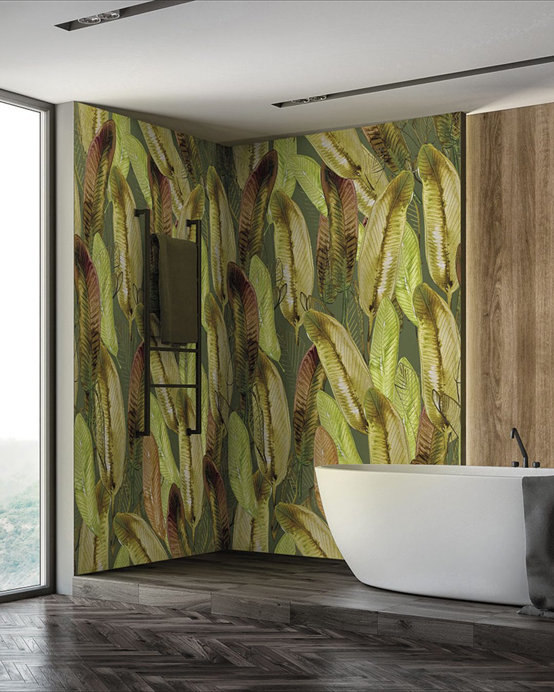 Black and marble bathroom corner Carta Da Parati Platano - Inkiostro Bianco - immagine 1