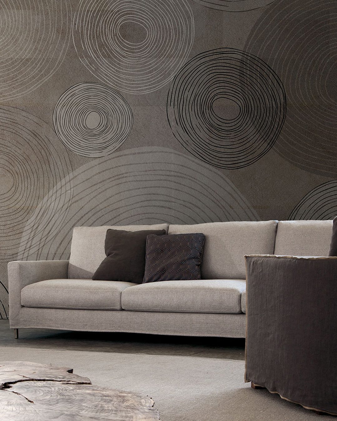 SOFT-CIRCLES_INKAAOO14_AMB Carta Da Parati Soft Circles - Inkiostro Bianco - immagine 1