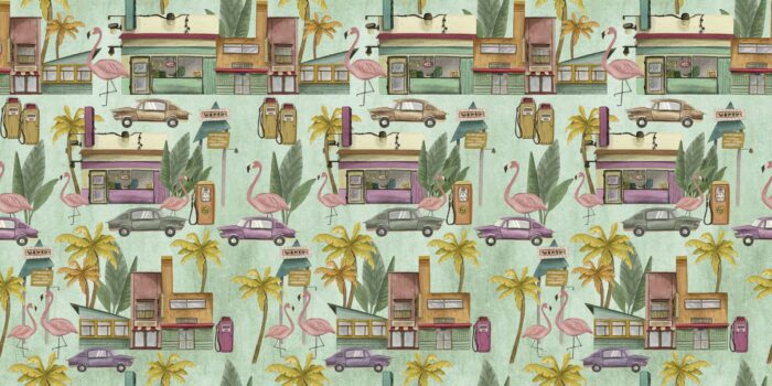 Carta Da Parati South Beach - Inkiostro Bianco - immagine 2