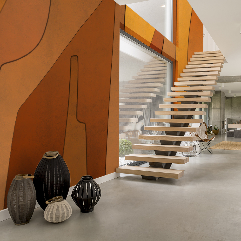 Wooden,Minimalistic,Stairs,In,Pure,Big,Space Carta Da Parati Ego Herm - Adriani&Rossi - immagine 1